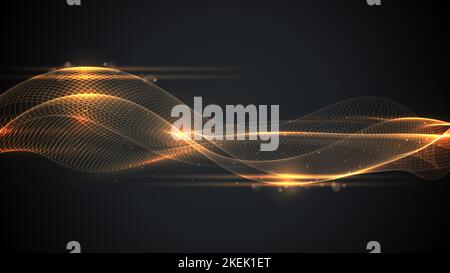 Abstract golden wave lines design elements with lighting glitter effect on black background luxury style. Vector illustration Stock Vector