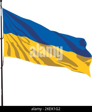 ukrainian flag, ukrainian war, wind flag, Ukraine country Stock Vector