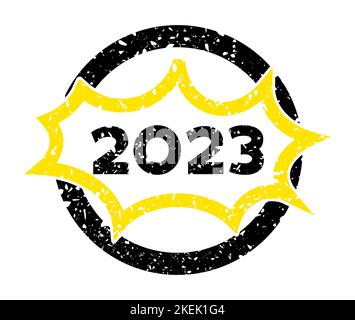 Simple vintage rubber stamp with number 2023. Stock Vector