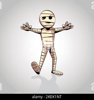 Cartoon Mummy . Vector Clip Art Illustration - Mummy for halloween. Egipt Stock Vector