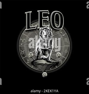Astrology zodiac Leo horoscope symbol in circle Stock Vector