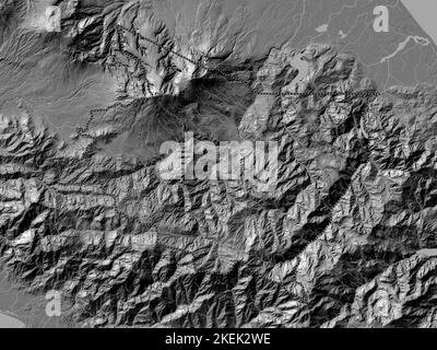 Cartago, province of Costa Rica. Bilevel elevation map with lakes and rivers Stock Photo