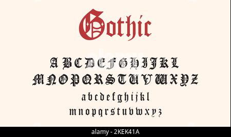 Classic Gothic Font. Vintage alphabet for Hip Hop and Rap aesthetic. Medieval abc vector set. 90's letters collection for football fans. Stock Vector