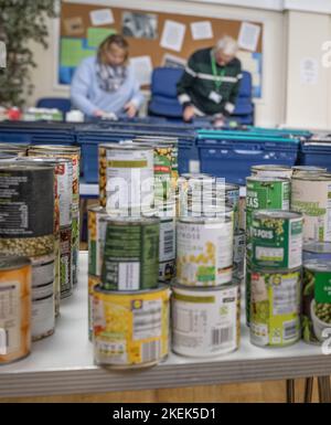 The Trussell Trust reports its busiest period ever, with more than 1.3 million emergency food parcels given to people living in poverty across the UK Stock Photo