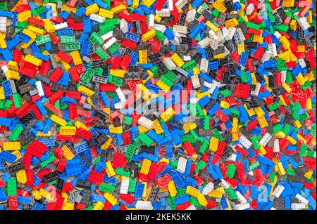 A Bunch Lego Pieces At Amsterdam The Netherlands 9-11-2022 Stock Photo