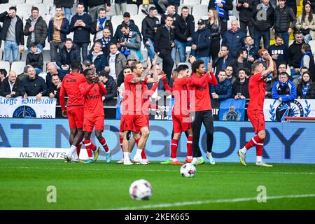 Antwerp's Ritchie De Laet, Antwerp's Calvin Stengs and Antwerp's Toby Alderweireld pictured before a soccer match between Club Brugge KV and Royal Antwerp FC, Sunday 13 November 2022 in Brugge, on day 17 of the 2022-2023 'Jupiler Pro League' first division of the Belgian championship. BELGA PHOTO TOM GOYVAERTS Stock Photo