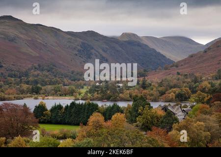 A view over Glenridding and Patterdale in the English Lake District Stock Photo