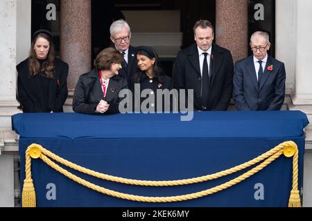 (from second left) Cherie Blair, Akshata Murty, Hugh O'Leary and Philip May during the Remembrance Sunday service at the Cenotaph, in Whitehall, London. Picture date: Sunday November 13, 2022. Stock Photo