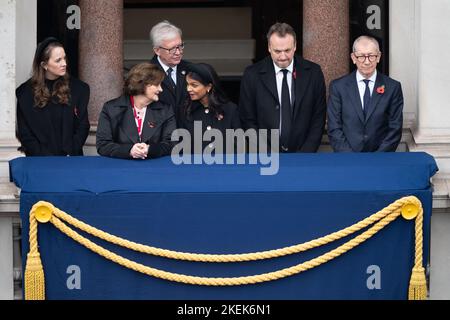 (from second left) Cherie Blair, Akshata Murty, Hugh O'Leary and Philip May during the Remembrance Sunday service at the Cenotaph, in Whitehall, London. Picture date: Sunday November 13, 2022. Stock Photo