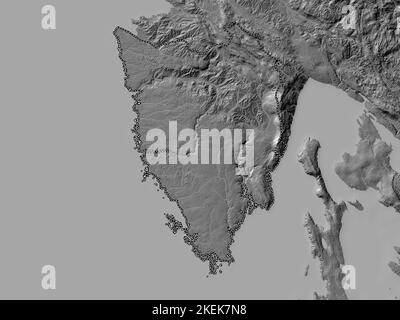 Istarska, county of Croatia. Bilevel elevation map with lakes and rivers Stock Photo