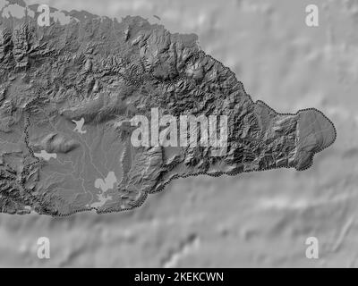 Guantanamo, province of Cuba. Bilevel elevation map with lakes and rivers Stock Photo