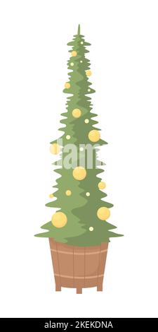 Extraordinary christmas tree semi flat color vector object Stock Vector