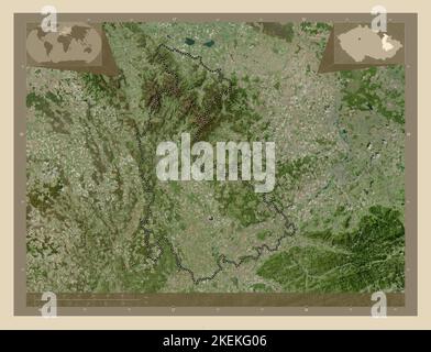 Olomoucky, region of Czech Republic. High resolution satellite map. Corner auxiliary location maps Stock Photo