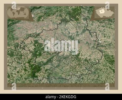 Stredocesky, region of Czech Republic. High resolution satellite map. Corner auxiliary location maps Stock Photo