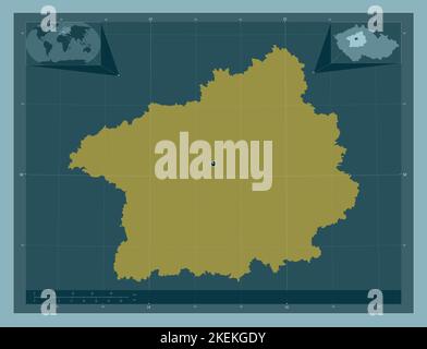 Stredocesky, region of Czech Republic. Solid color shape. Corner auxiliary location maps Stock Photo