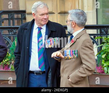 Glasgow, Scotland, UK 13th November, 2022. Armistice Sunday scenes in george square as the cenotaph saw the various services present in front of a huge crowd. Credit Gerard Ferry/Alamy Live News Stock Photo