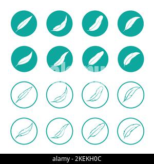 Vector group of feather in the circle on white background. Easy editable layered vector illustration. Stock Vector