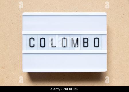 Lightbox with word colombo on wood background Stock Photo