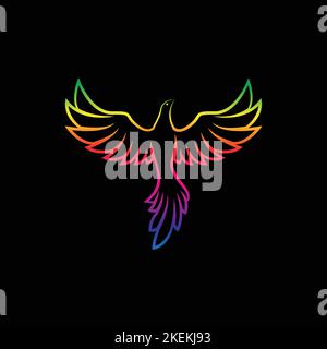 Vector of colorful birds design on a black background,. Wild Animals. Birds logo or icon. Easy editable layered vector illustration. Stock Vector