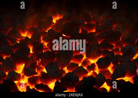 close up of hot coals in forge Stock Photo
