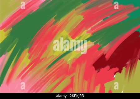 Abstract background with pronounced strokes, in red and green, splashes and strokes of paint, vector illustration Stock Vector