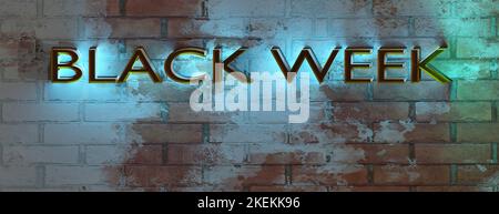 Black Friday banner with Black week text on grunge brick wall Stock Photo