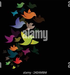 Bird design on black background -  Vector Illustration. Easy editable layered vector illustration. Animals. Stock Vector