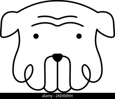 Vector cute one line dog logo. Minimalist pet in abstract hand drawn style, minimalist one line drawing. Lovely abstract minimal Stock Vector