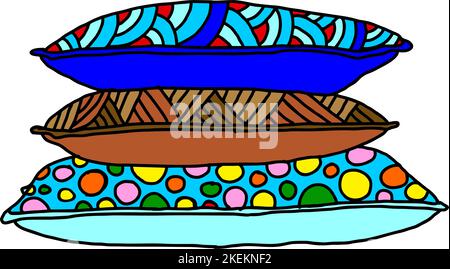 Pile of Pillows Vector : Cozy Comfort in Digital Design Stock Vector