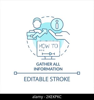 Gather all information turquoise concept icon Stock Vector