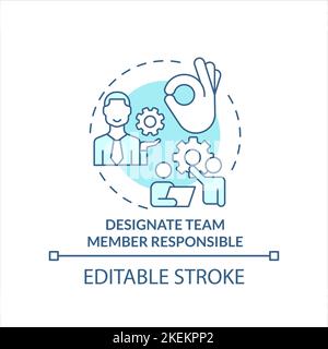 Designate team member responsible turquoise concept icon Stock Vector