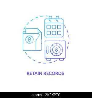 Retain records blue gradient concept icon Stock Vector