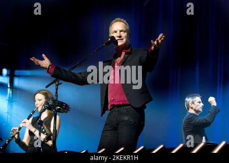 Sting in concert in Het Gelredome Arnhem Holland at the Symphonica in Rosso. 2010. vvbvanbree fotografie. Stock Photo