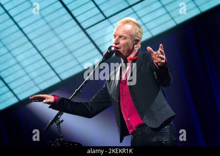 Sting in concert in Het Gelredome Arnhem Holland at the Symphonica in Rosso. 2010. vvbvanbree fotografie. Stock Photo