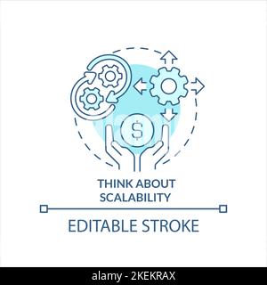 Think about scalability turquoise concept icon Stock Vector