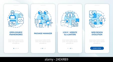 Top digital tech trends blue onboarding mobile app screen Stock Vector