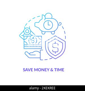 Save money and time blue gradient concept icon Stock Vector