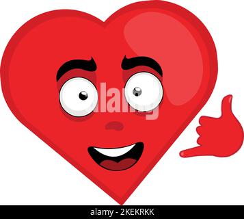 vector cartoon character illustration of a heart making a call me by phone or shake gesture with his hand Stock Vector