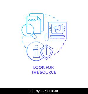 Look for source blue gradient concept icon Stock Vector