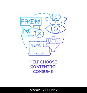 Recommend content to consume blue gradient concept icon Stock Vector