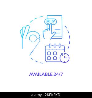 Available hourly blue gradient concept icon Stock Vector