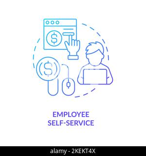 Employee self service blue gradient concept icon Stock Vector