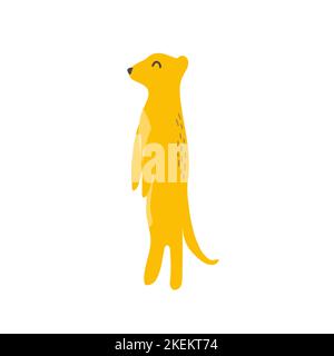 Vector image of the cartoon happy meerkat. African animal wildlife vector illustration icon. Stock Vector