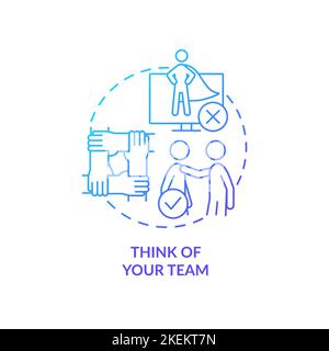 Think of your team blue gradient concept icon Stock Vector