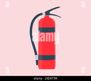 Fire extinguisher system, Red tank of fire extinguisher logo design.Fire-fighting safety unit for prevention and protection from flame. Stock Vector