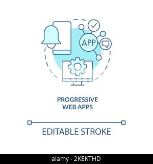 Progressive web apps turquoise concept icon Stock Vector