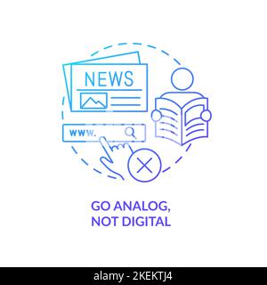 Go analog not digital blue gradient concept icon Stock Vector