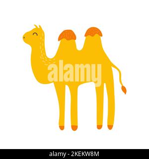 Cute little camel isolated. Cartoon animal character for kids cards, baby shower, invitation, poster decor. Vector stock illustration. Stock Vector