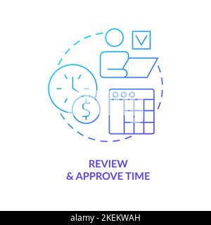 Review and approve time blue gradient concept icon Stock Vector