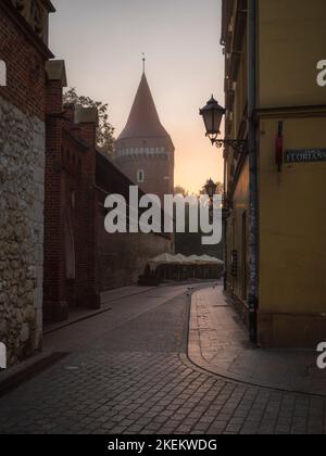 Quiet pre-dawn streets in Krakow Old Town, Poland Stock Photo